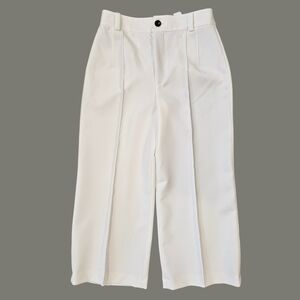 Zara Elegant White Wide Leg Cropped Trousers